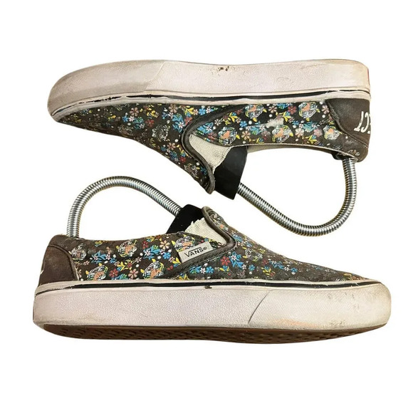 Vans x Discovery (Project CAT) Floral Canvas Slip-On Skate Shoe - Juniors Size 4 - Picture 4 of 13